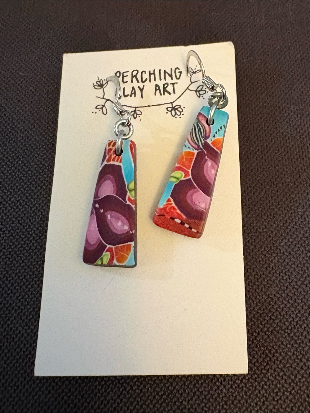 4/$20 Purple Floral Clay Earrings